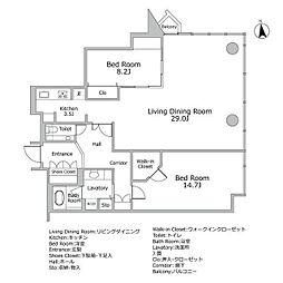 浜松町スクエア 2LDKの間取図画像