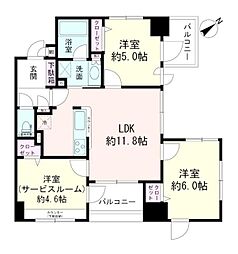 ラ・フォルム池尻大橋 2SLDKの間取図画像
