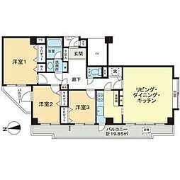 ライオンズガーデン世田谷 3LDKの間取図画像