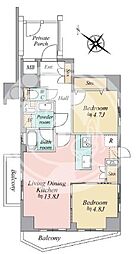 マイキャッスル池尻大橋 2LDKの間取図画像