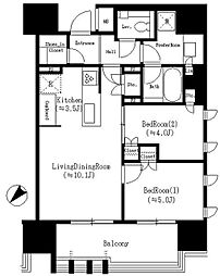 プレミスト東銀座築地ArcCourt 2LDKの間取図画像