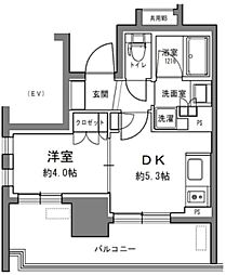 ライオンズアイル渋谷松濤 1DKの間取図画像