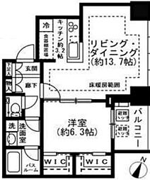 プレミストタワー白金高輪 1LDKの間取図画像