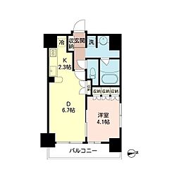 エコロジー大井町レジデンス 1LDKの間取図画像