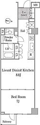 グレイスコート白金 1LDKの間取図画像