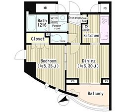 アーレア戸越公園 1DKの間取図画像