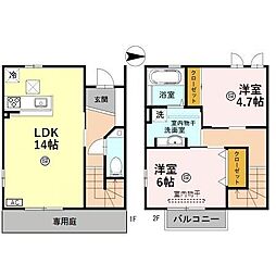 リリーK 2LDKの間取図画像
