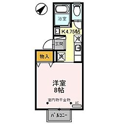 コムサデセジュール2 1Kの間取図画像