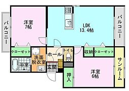 サンクレメンテ 2LDKの間取図画像
