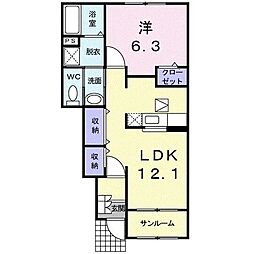 縁 1LDKの間取図画像