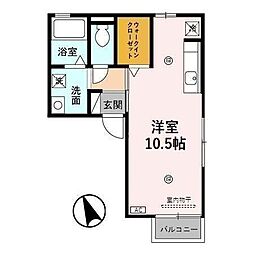 パルムドーム01 ワンルームの間取図画像