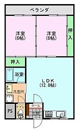 サンバリュー内灘 2LDKの間取図画像