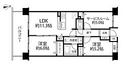レーベンハイム元渕江公園 2SLDKの間取図画像