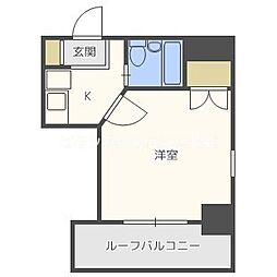 セレッソコート西心斎橋 1Kの間取図画像