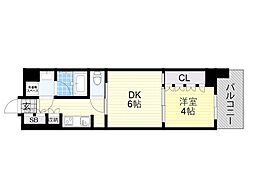 ブランズ北堀江プレイス 1DKの間取図画像