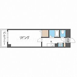 ドミール江戸堀 1Kの間取図画像