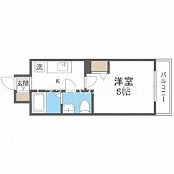 セレニテ北浜 1Kの間取図画像