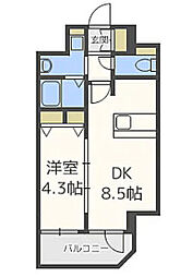 プレサンス心斎橋ルティア 1LDKの間取図画像