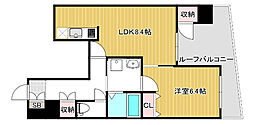 エスグランデ南森町 1LDKの間取図画像
