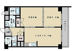 新大阪ハイツ 2LDKの間取図画像