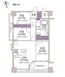 グエルスクエア八王子 3LDKの間取図画像
