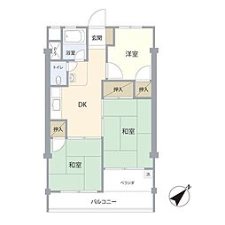 豊田第2コーポラス 3DKの間取図画像