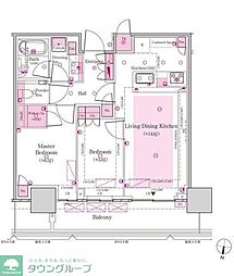 パークタワー大阪堂島浜 2LDKの間取図画像