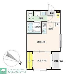 クレール 1LDKの間取図画像