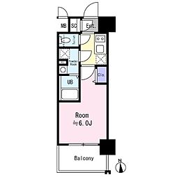 エスリード大阪イーストエッジ 1Kの間取図画像