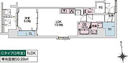 Draw上本町 1LDKの間取図画像