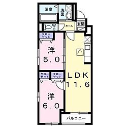 ヒカルサ大阪南恩加島 2LDKの間取図画像