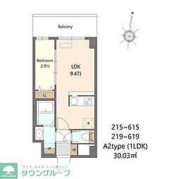 Alivis Shimo-Shinjo SoL TERRAC 1LDKの間取図画像
