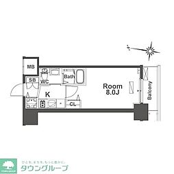 TLRレジデンス本町WEST 1Kの間取図画像
