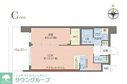 プレジオ玉造 1LDKの間取図画像