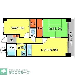 山田マンションビューテラス 2LDKの間取図画像