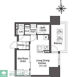 コンフォリア・リヴ本町WEST 1LDKの間取図画像