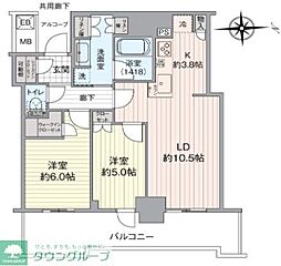 シエリアタワー大阪堀江 2LDKの間取図画像