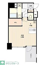 プレサンス上町台リベルテ ワンルームの間取図画像