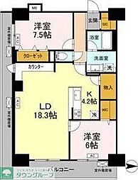 グランセジュール大国町 2LDKの間取図画像