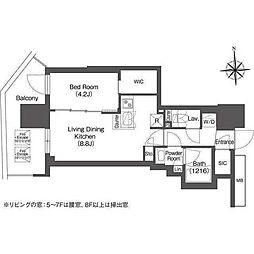 コンフォリア・リヴ本町WEST 1LDKの間取図画像