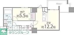 ブラウ上町台 ワンルームの間取図画像