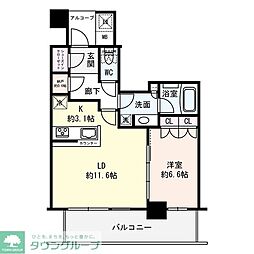 シエリアタワー千里中央 1LDKの間取図画像