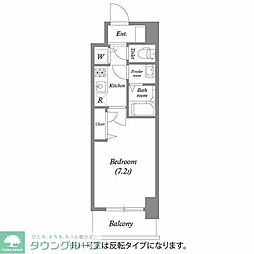 プランドール北浜 1Kの間取図画像