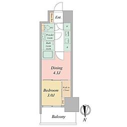 セレニテ東梅田アリエ 2Kの間取図画像