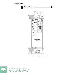 コンフォリア心斎橋EAST 1Kの間取図画像