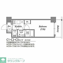 エスリード大阪クレストコート 1Kの間取図画像