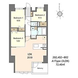S-RESIDENCE谷町六丁目alo 3LDKの間取図画像