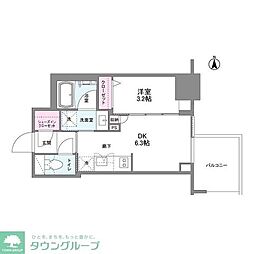 シーズンフラッツ南森町PREMIER 1DKの間取図画像