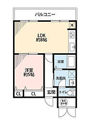 サンマンション江坂 1LDKの間取図画像