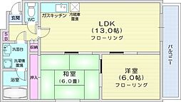 ノースヒルズ北20条 2LDKの間取図画像